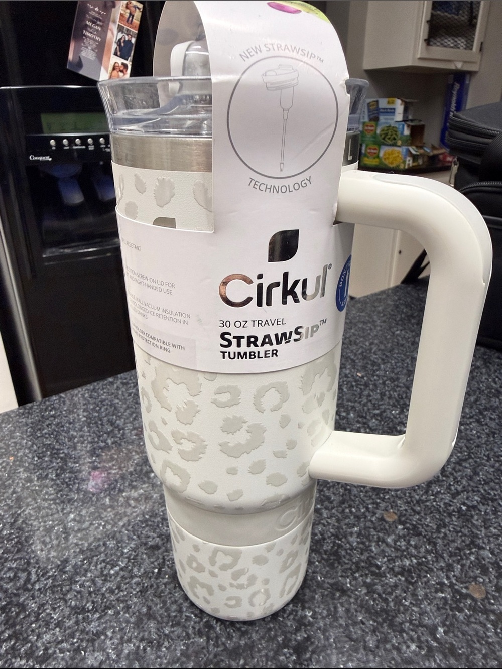 30 oz Travel StrawSip Tumbler - White Leopard Print